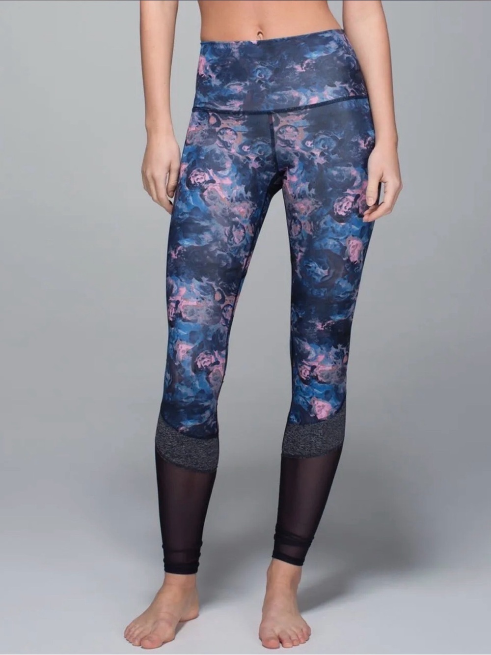 lululemon athletica Blue and Pink Abstract Floral Leggings